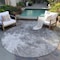 Homeroots 8' Gray Charcoal And Silver Round Abstract Washable Indoor Outdoor Area Rug 582952 - alternate 6