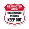 Signmission Restricted Area Shield Sign Unauthorized, 12 Inch X 12 Inch, Plastic Sign SHI-P-12-457 - alternate 1