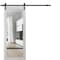 Sartodoors Sturdy Barn Door Clear Tempered Glass, Lucia 2666 White Silk and Aluminum Strips, 6.6FT Black Rail LUCIA2666BD-B-WS-36 x 84 - alternate 1