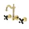 Kingston Brass Double-Handle Wall Mount Bathroom Faucet, Polished Brass KS1222PKX - alternate 1