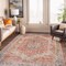 World Rug Gallery Red Vintage Style Rug - Washable, Non-Slip, Low Profile for Family and Dining Areas 5 ft x 7 ft WR170RED5X7 - alternate 1