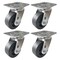 Hyw Products Heavy Duty Caster Set 4in Rubber on Cast Iron Wheels, 4 Swivel, 4PK 40-40S-A1-RC-4 - alternate 1