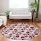Homeroots 8' Burgundy And Ivory Round Abstract Washable Indoor Outdoor Area Rug 614139 - alternate 5