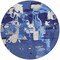 Homeroots 8' Navy Blue Ivory And Gray Round Abstract Washable Indoor Outdoor Area Rug 599588 - alternate 6