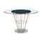 Homeroots 48" Clear And Silver Glass And Stainless Steel Pedestal Base Round Top Dining Table 569437 - alternate 7