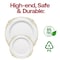 Smarty Had A Party 10.25" White with Gold Fancy Round Disposable Plastic Dinner Plates, 120PK 8880-WHG-CASE - alternate 5