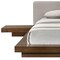 Homeroots Gray and Walnut Wood And Faux Leather King Bed Frame With Attached Nightstands 486266 - alternate 4