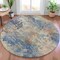 Homeroots 8' Denim Blue Beige And Charcoal Round Abstract Washable Indoor Outdoor Area Rug 630875 - alternate 6
