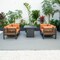 Leisuremod Chelsea 5-Piece Sectional Loveseat and Fireplace Set Black Aluminum with Orange Cushions CSFCBL-4OR - alternate 7