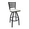 Bfm Seating Lima Ladder Back Swivel Barstool - Antique Wash Relic Seat - Steel Frame - Sand Black Finish 2160SAWR-SB - alternate 1