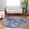 Homeroots 8' Navy Blue And Beige Round Abstract Washable Indoor Outdoor Area Rug 581757 - alternate 6