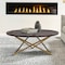 Homeroots 43" Brown And Gold Genuine Marble And Metal Round Coffee Table 520587 - alternate 5