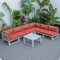 Leisuremod Chelsea 7-Piece Patio Sectional And Coffee Table Set Weathered Grey Aluminum With Orange Cushions CSTWGR-7OR - alternate 8