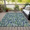Homeroots 3' X 5' Navy Blue Green And Ivory Abstract Washable Indoor Outdoor Area Rug 602575 - alternate 9