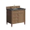 James Martin Vanities Brittany 36" Single Vanity, Pecan w/ 3 CM Parisien Bleu Silestone Top 655-V36-PCN-3PBL - alternate 7