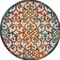 Homeroots 4' Ivory Blue Orange And Green Round Trellis Indoor Outdoor Area Rug 546797 - alternate 6