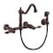 Whitehaus Collection Vintage III Plus Wall Mount Faucet with a  Long Traditional Swivel Spout, and Solid Brass Side Spray WHKWLV3-9402-NT-ORB - alternate 1