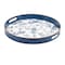 Homeroots 14" Blue White And Gold Pinecone Round Serving Tray 634488 - alternate 1