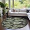 Homeroots 8' Olive Green And Artichoke Green Round Southwestern Washable Indoor Outdoor Area Rug 587820 - alternate 4