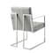 Homeroots Set of Two Tufted Light Gray and Silver Metallic Upholstered Faux Leather Dining Arm Chairs 543515 - alternate 9