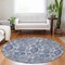 Homeroots 8' Navy Blue And Sky Blue Round Damask Washable Indoor Outdoor Area Rug 588144 - alternate 6