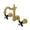 Kingston Brass Double-Handle Wall Mount Bathroom Faucet, Brushed Brass KS1227PKX - alternate 1
