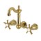 Kingston Brass Double-Handle Wall Mount Bathroom Faucet, Brushed Brass KS1227NX - alternate 1