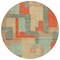 Homeroots 8' Sage Gray And Orange Round Geometric Washable Indoor Outdoor Area Rug 613231 - alternate 8