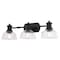 Vaxcel Beloit 3-Light Matte Black Bathroom Vanity Fixture Clear Seeded Glass W0557 - alternate 1