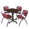 Regency Square Kobe Breakroom Table W/ 4 M Stack Chairs, 30 in W, 30 in L, Neo Walnut TKB3030NW47BY - alternate 1