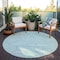 Homeroots 8' Aqua And Ivory Round Abstract Washable Indoor Outdoor Area Rug 601022 - alternate 9