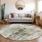 Homeroots 8' Mint Green Ivory And Gray Round Abstract Washable Indoor Outdoor Area Rug 603145 - alternate 8