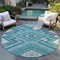 Homeroots 8' Teal Blue And Ivory Round Tribal Washable Indoor Outdoor Area Rug 598156 - alternate 6