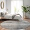 Homeroots 8' Gray And Silver Round Striped Washable Indoor Outdoor Area Rug 610891 - alternate 7