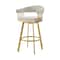Homeroots 26" Taupe and Gold Fabric and Stainless Steel Low Back Counter Height Swivel Bar Chair 569146 - alternate 8