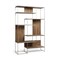 Homeroots 75" Brown And Silver Metal and Wood Six Tier Bookcase 380386 - alternate 4