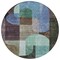 Homeroots 8' Brown Blue And Green Round Abstract Washable Indoor Outdoor Area Rug 604472 - alternate 7