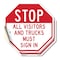 Signmission Stop All Visitors and Trucks Must S, 4 inch X 4 inch, Vinyl Decal, 2PK OC-D-2PACK-4-245 - alternate 1