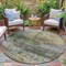 Homeroots 8' Olive Green Gold And Gray Round Abstract Washable Indoor Outdoor Area Rug 631451 - alternate 4