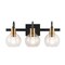 Jonathan Y Marais 21.5" 3-Light Iron/Glass Rustic Vintage LED Vanity Light, Black/Brass Gold JYL3528A - alternate 1