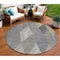 Homeroots 8' Pewter Gray And Gold Round Argyle Washable Indoor Outdoor Area Rug 613731 - alternate 1