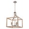 Vaxcel Pratt 3-Light Cage Pendant Light, Two-Tone Satin Nickel and Light Oak, Farmhouse, 15-In. Wide P0470 - alternate 1