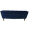 Homeroots Midnight Blue Velvet Finish Sofa with Solid Wood Dark Walnut Fluted Legs 373976 - alternate 4