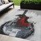 Homeroots 5' X 8' Gray Charcoal And Red Abstract Washable Indoor Outdoor Area Rug 631156 - alternate 1