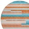 Homeroots 8' Orange Teal Blue And Salmon Round Striped Washable Indoor Outdoor Area Rug 613310 - alternate 7