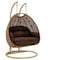 Leisuremod Mendoza Light Brown Wicker Hanging 2 person Egg Swing Chair with Brown Cushions MSCLBR-53BR - alternate 1