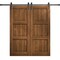 Sartodoors Modern Double Barn Door 84 x 80 inches, Ego 5010 Cognac Oak Veneer, 14FT Silver Rail Track Set, S EGO5010DB-S-DKO-84 - alternate 1