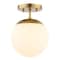 Jonathan Y Marcel Bistro 7.75" 1-Light Bohemian Farmhouse Iron/Frosted Glass LED Semi Flush Mount, Brass Gold/Wh JYL7499A - alternate 1