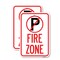 Signmission Fire Zone No Parking Symbol, 12'' X 18'' 2 Signs, Heavy Gauge Aluminum, 2PK A-1218-2PACK-23972 - alternate 1
