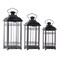 Homeroots Set of Three Gray Distressed Geometric Glass And Metal Floor Lantern Candle Holders, 3PK 516440 - alternate 1